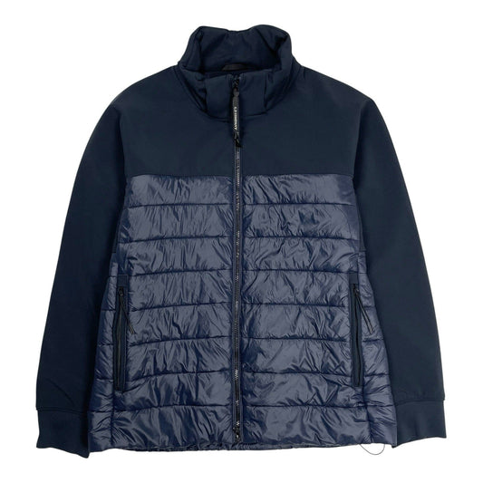 CP Company Mixed Soft Shell Goggle Puffer Jacket, Size XL | O/S, Blue