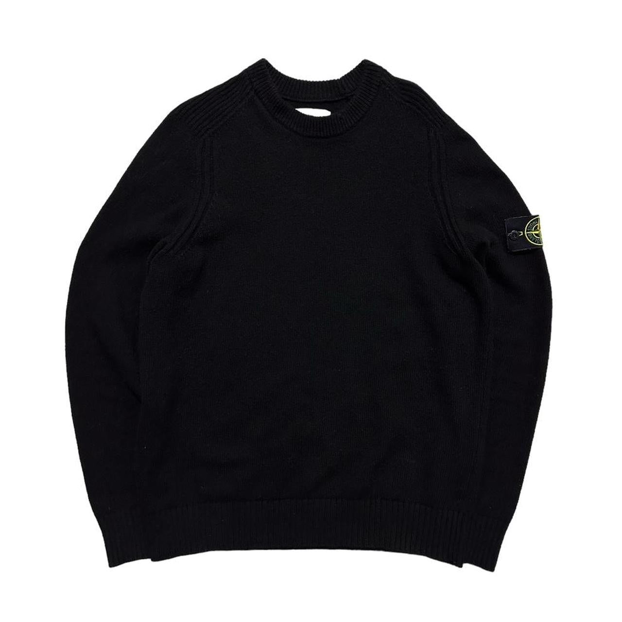 Stone Island Black Wool Pullover Crewneck