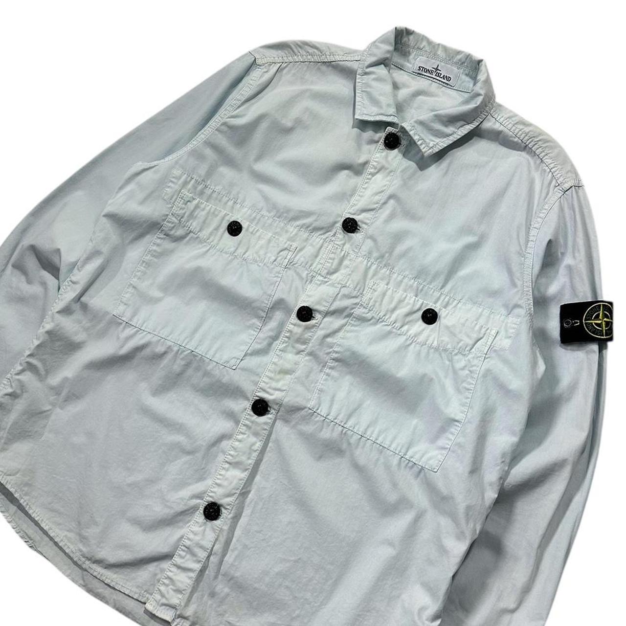 Stone Island Baby Blue Canvas Overshirt