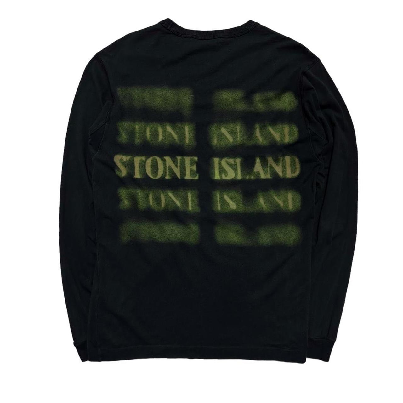 Stone Island Blur Logo Long Sleeve Top | Medium, Black
