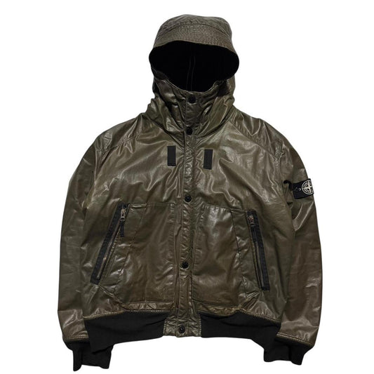 Stone Island Waxed Ice Jacket | XXL, Olive Green