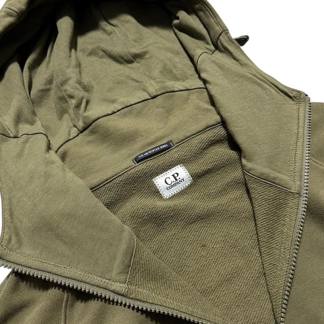 CP Company Zip Down Khaki Hoodie