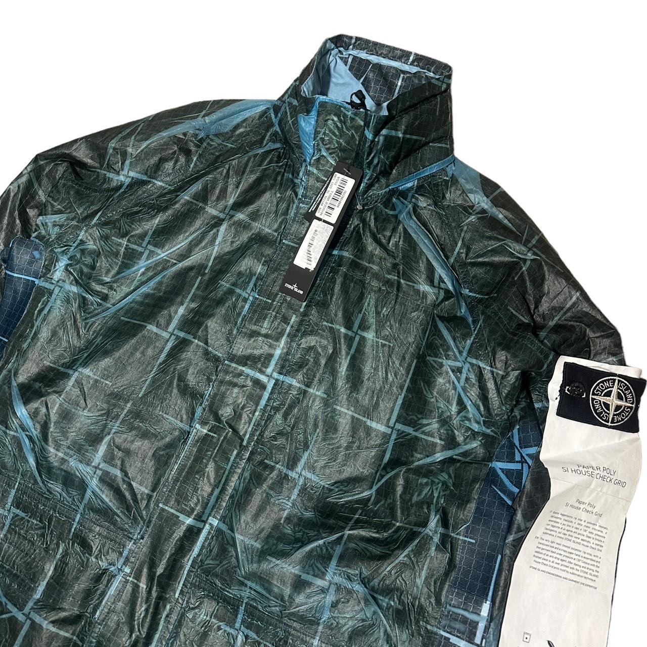 Stone Island Paper Poly House Check Grid Zip Up Jacket