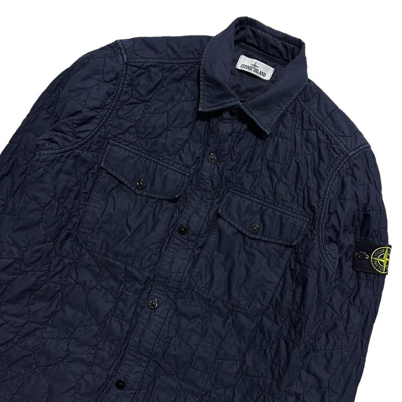 Stone Island Blue Quilted Overshirt | Medium, Blue