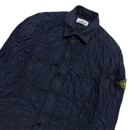 Stone Island Blue Quilted Overshirt | Medium, Blue