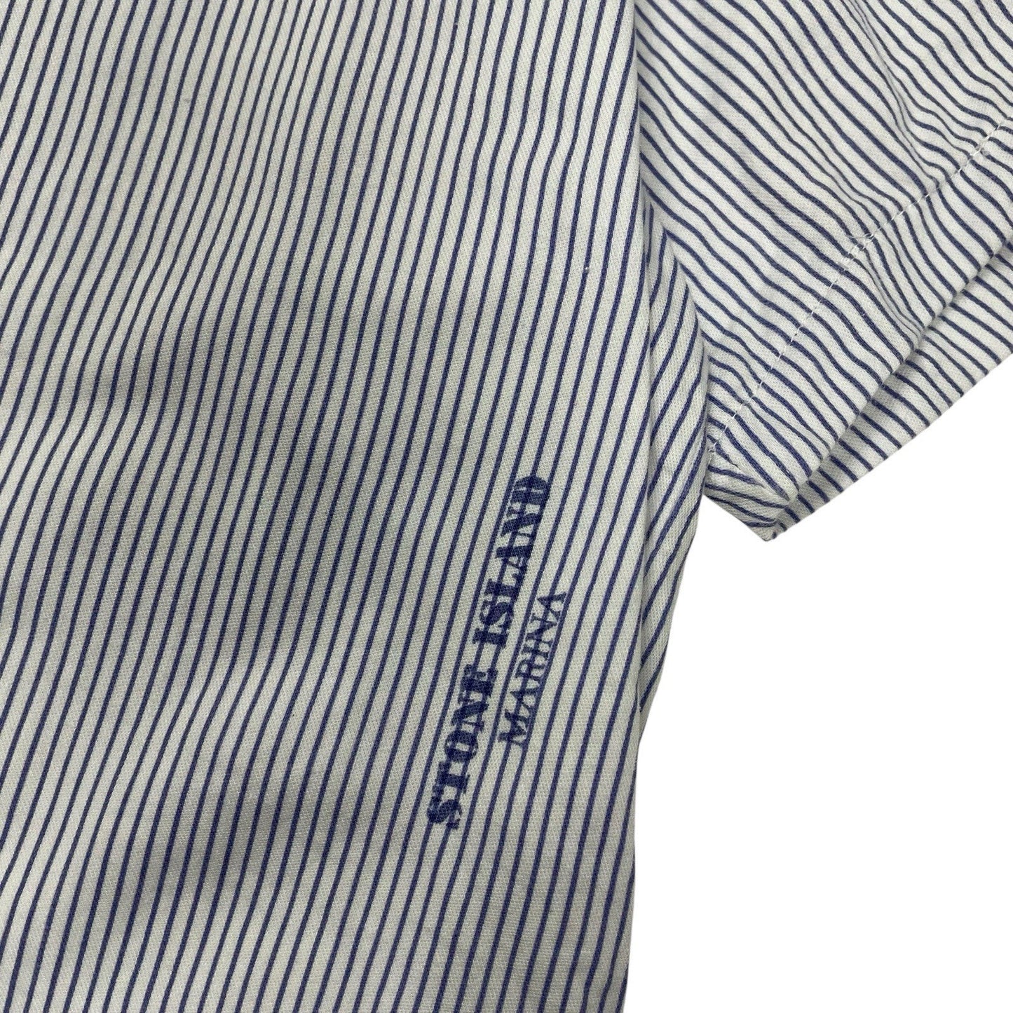 Vintage Stone Island Marina Striped Shirt, Size Large | O/S, Blue and White