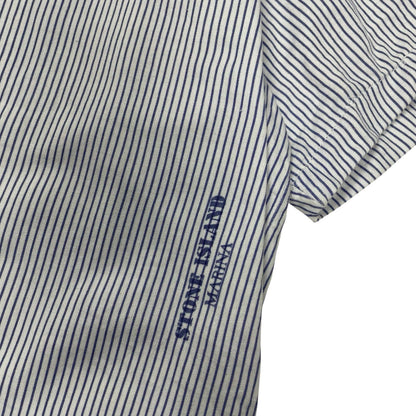 Vintage Stone Island Marina Striped Shirt, Size Large | O/S, Blue and White
