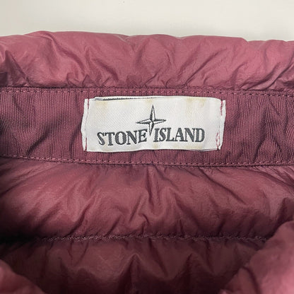 Stone Island Down Overshirt Garment Dyed Micro Yarn Jacket Shacket, Size Medium | O/S, Burgundy