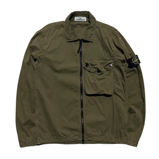 Stone Island Canvas Overshirt | Small, Olive Green