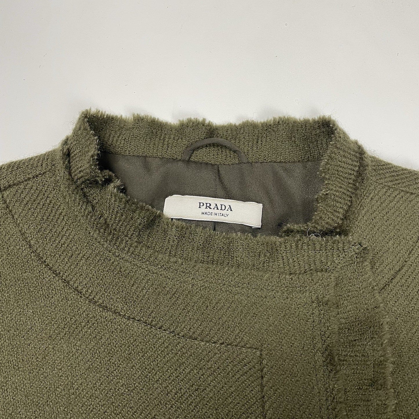 Prada Trench Coat 100% Wool, Size UK 8 | O/S, Green