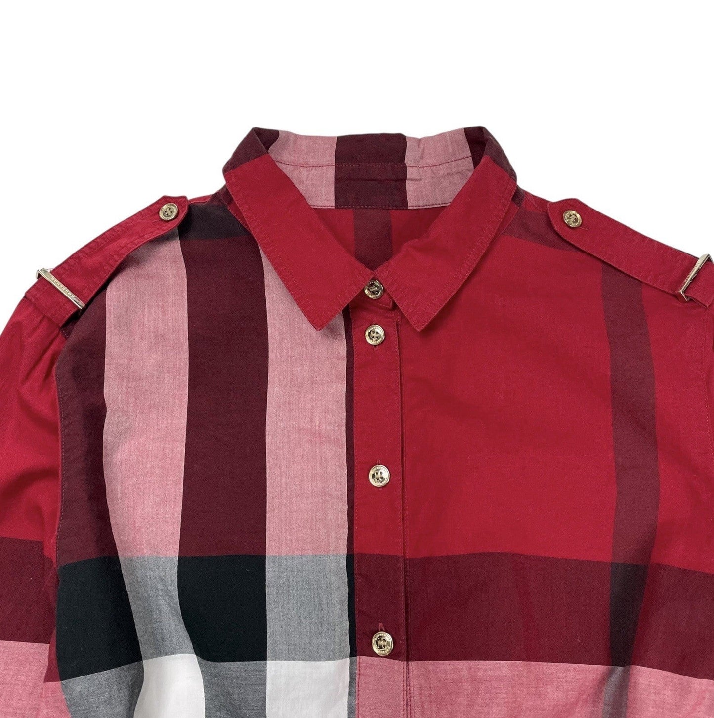 Burberry Nova Check Plaid Popover Shirt, Size UK 8 | O/S, Red