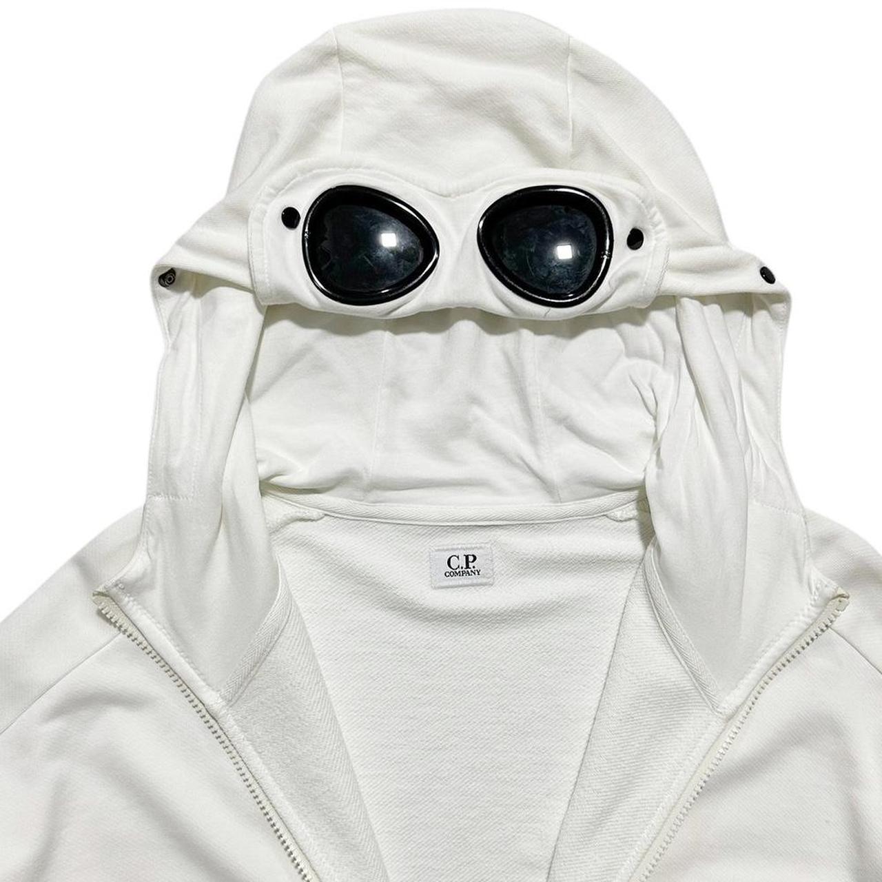 CP Company White Full Zip Goggle Hoodie | XXL, White