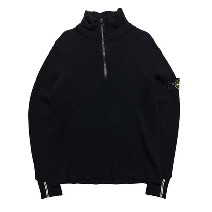 Stone Island Black Wool Quarter Zip Pullover