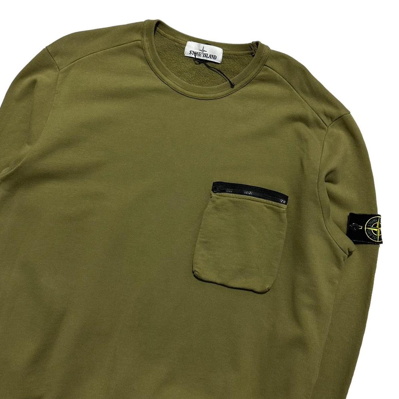 Stone Island Green Side Pocket Pullover Crewneck