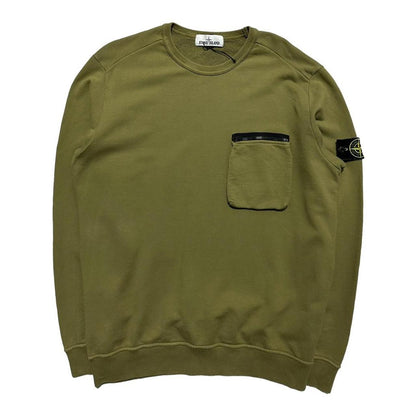 Stone Island Green Side Pocket Pullover Crewneck