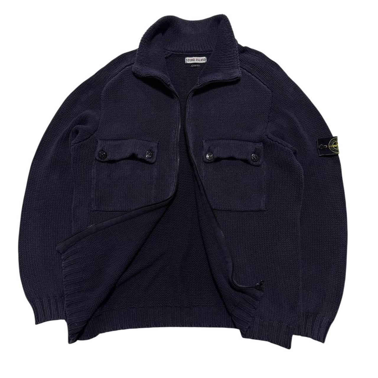 Stone Island 1998 Heavy Knit Full Zip | XL, Navy