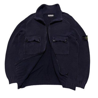 Stone Island 1998 Heavy Knit Full Zip | XL, Navy