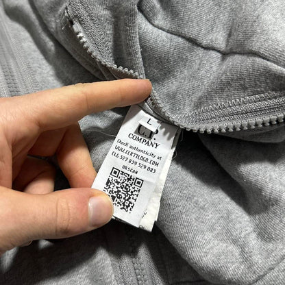 CP Company Grey Full Zip Goggle Hoodie | Large, Grey