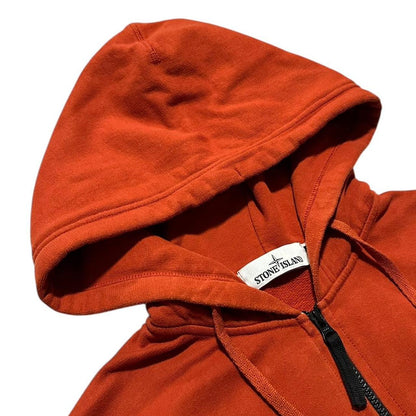 Stone Island Full Zip Orange Hoodie | Medium, Orange