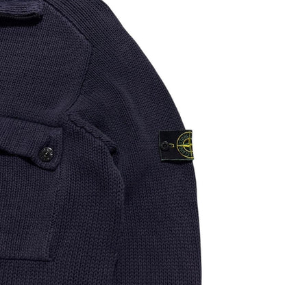 Stone Island 1998 Heavy Knit Full Zip | XL, Navy