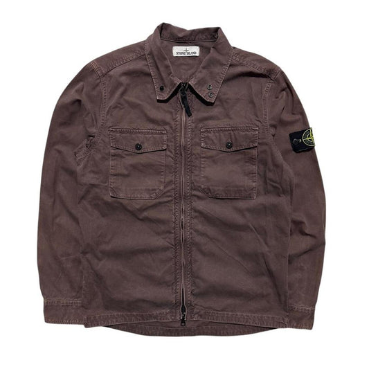 Stone Island Burgundy Canvas Overshirt