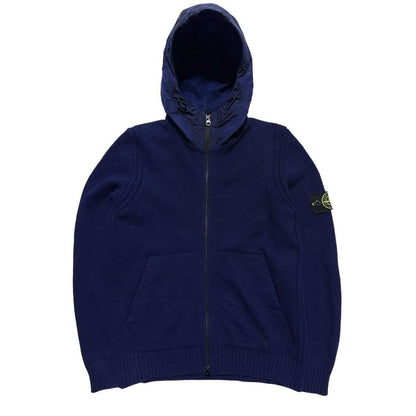 Stone Island Blue Wool Zip Up Hoodie - Known Source