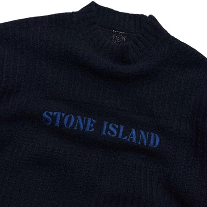 Stone Island Late 80's Heavy Knit Pullover Jumper | Large, Navy
