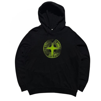 Stone Island Blur Compass Logo Pullover Hoodie
