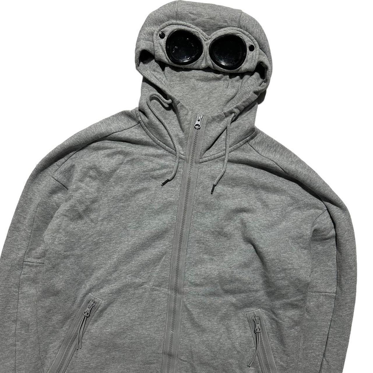 CP Company Grey Full Zip Goggle Hoodie | Large, Grey