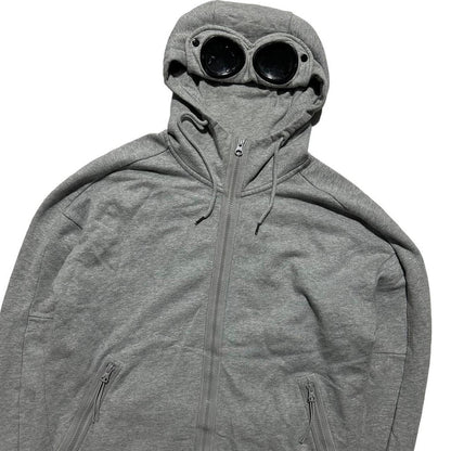 CP Company Grey Full Zip Goggle Hoodie | Large, Grey