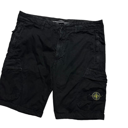 Stone Island Black Canvas Cargo Shorts - Known Source