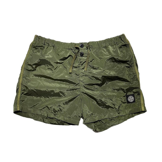 Stone Island Green Nylon Swim Trunks