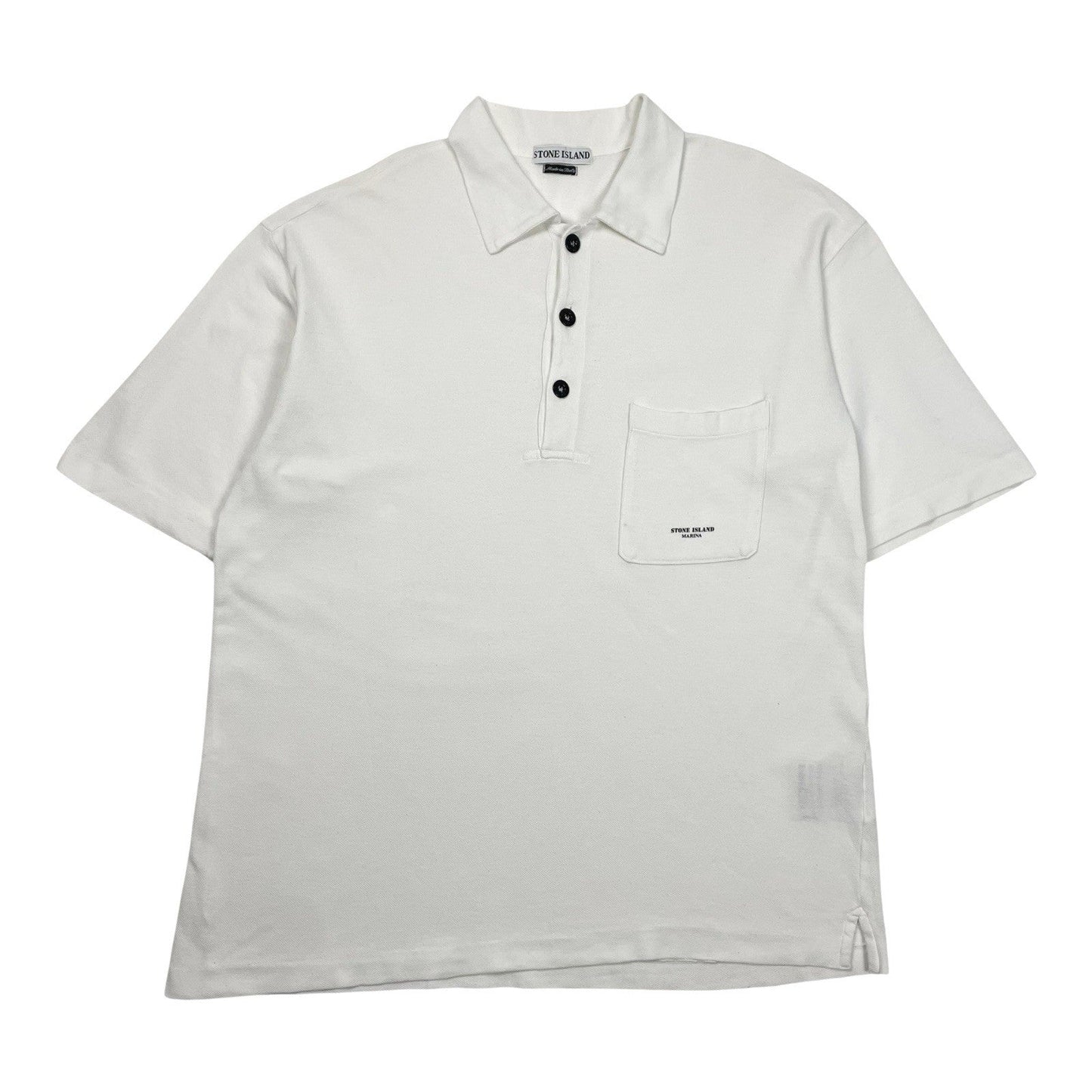 Vintage Stone Island Marina Polo Shirt, Size XL | O/S, White
