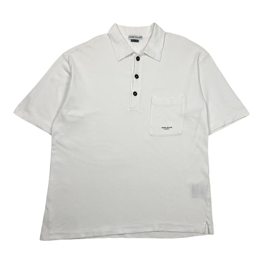 Vintage Stone Island Marina Polo Shirt, Size XL | O/S, White