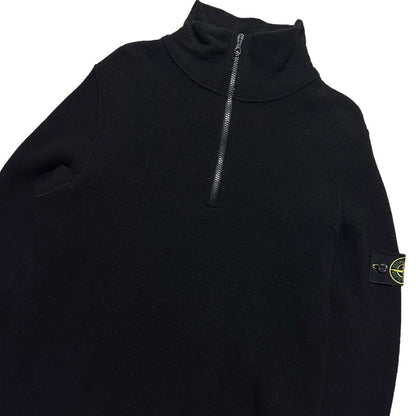 Stone Island Black Wool Quarter Zip Pullover