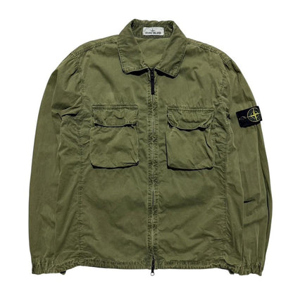 Stone Island Canvas Overshirt | Large, Olive Green