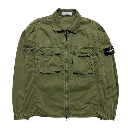 Stone Island Canvas Overshirt | Large, Olive Green