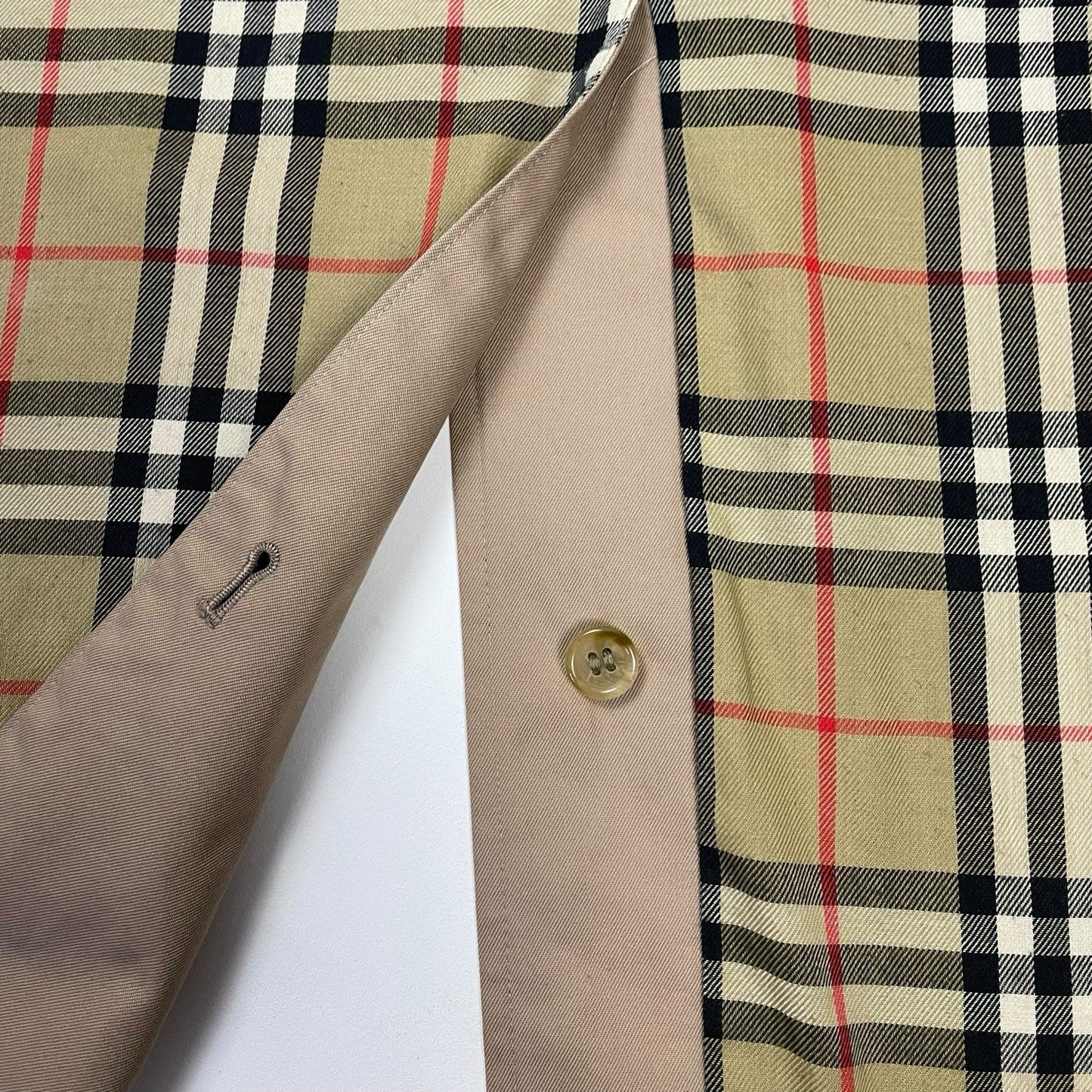 Vintage Burberry Nova Check Trench Coat, Size 50 | O/S, Beige