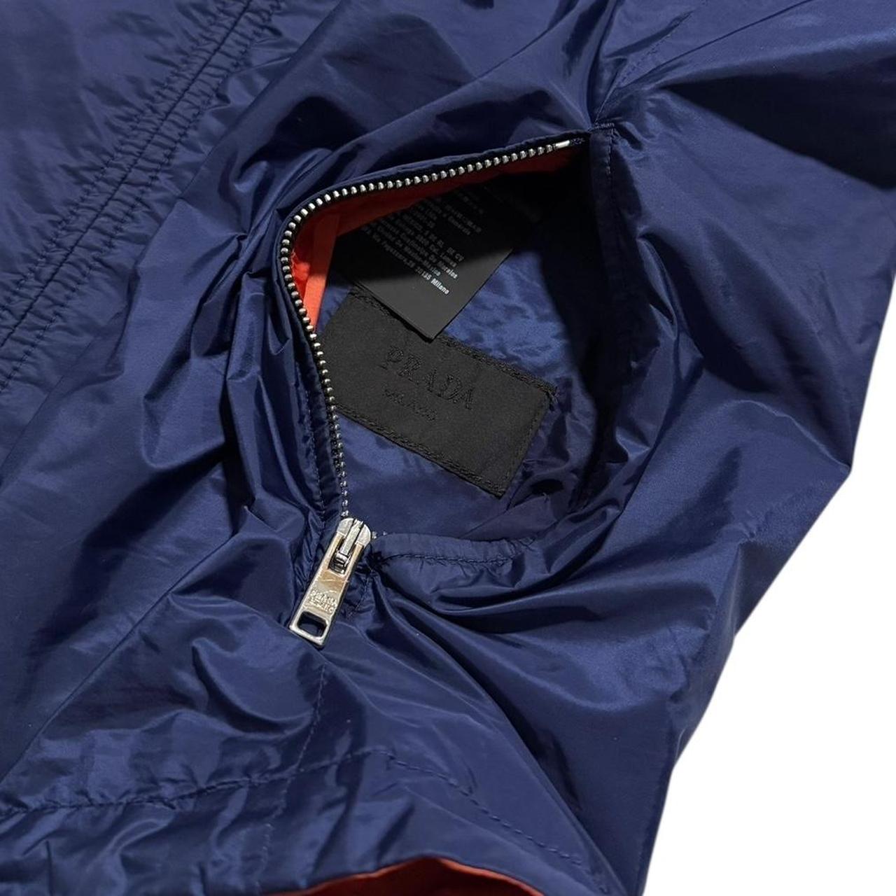 Prada Reversible Nylon Windbreaker Jacket | Small, Navy, Orange