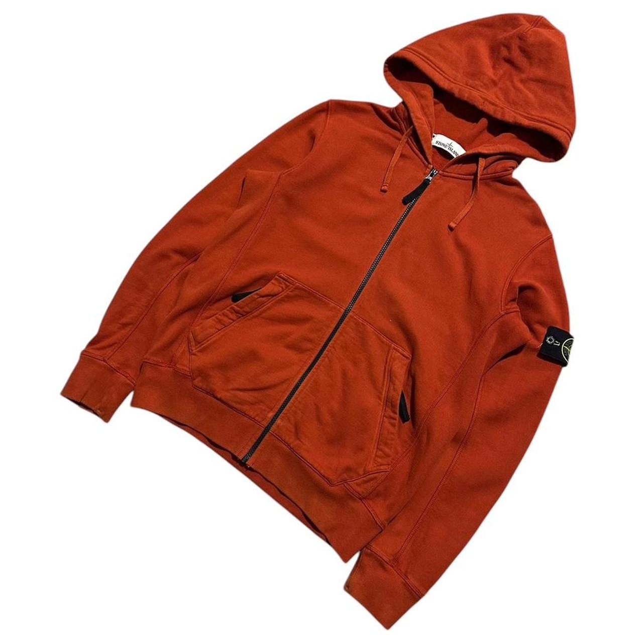Stone Island Full Zip Orange Hoodie | Medium, Orange