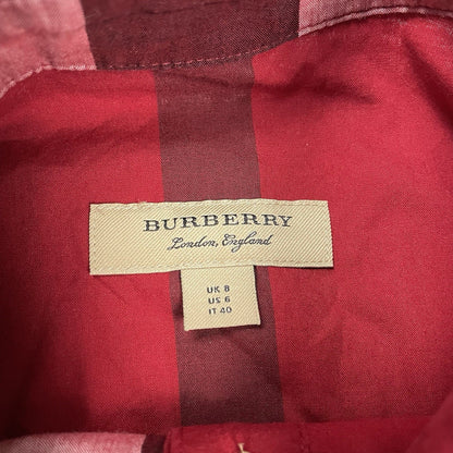 Burberry Nova Check Plaid Popover Shirt, Size UK 8 | O/S, Red