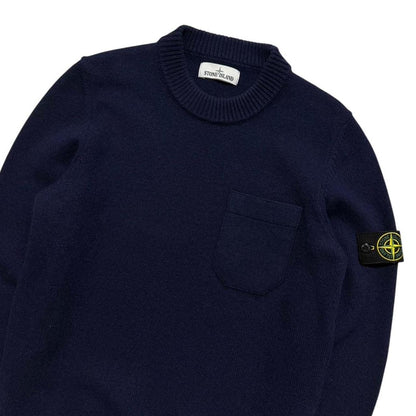 Stone Island Wool Pullover Crewneck | Medium, Navy