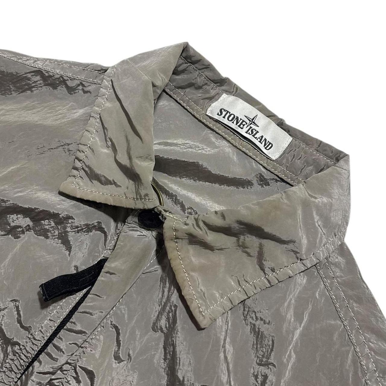 Stone Island Nylon Metal Overshirt | Small, Metallic Grey