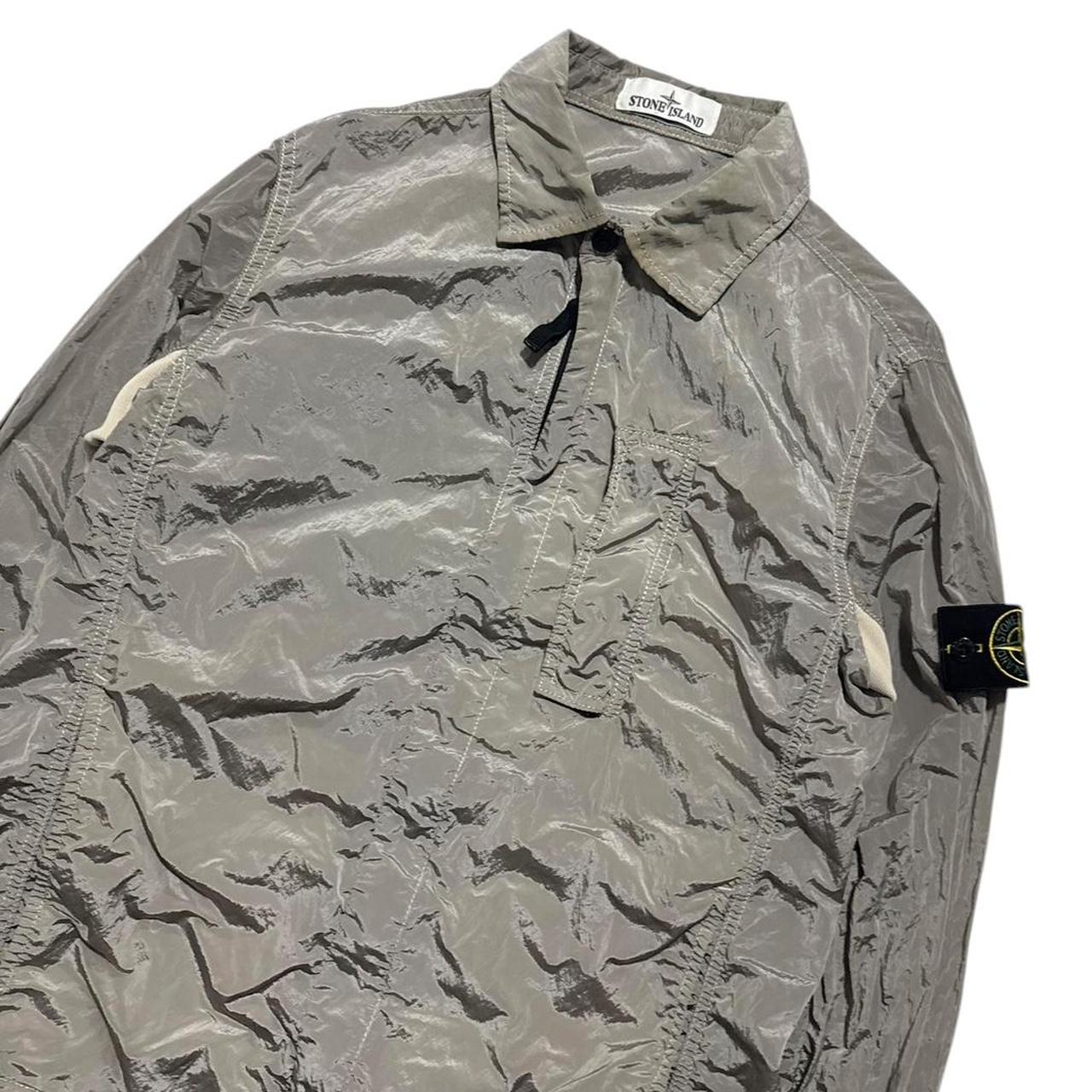 Stone Island Nylon Metal Overshirt | Small, Metallic Grey