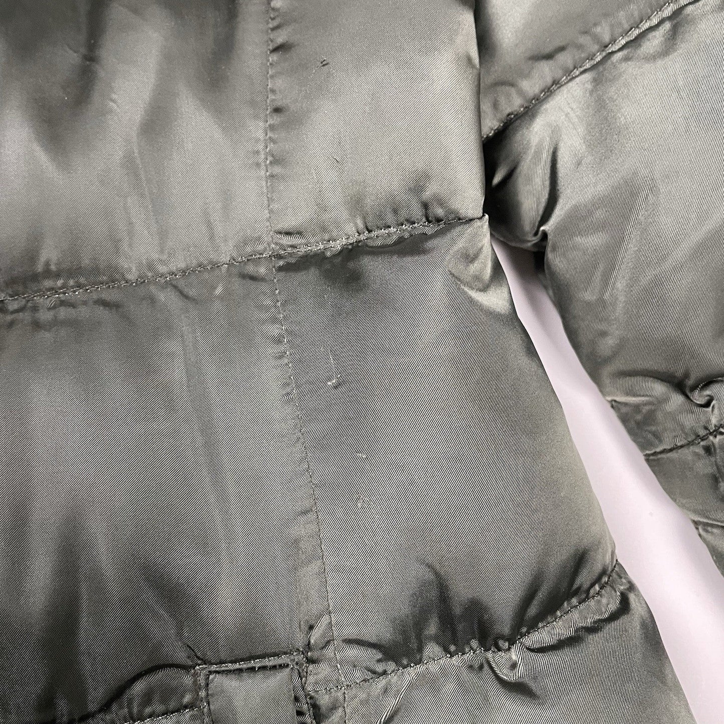 Prada Down Puffer Jacket Fur Collar, Size Small | O/S, Green