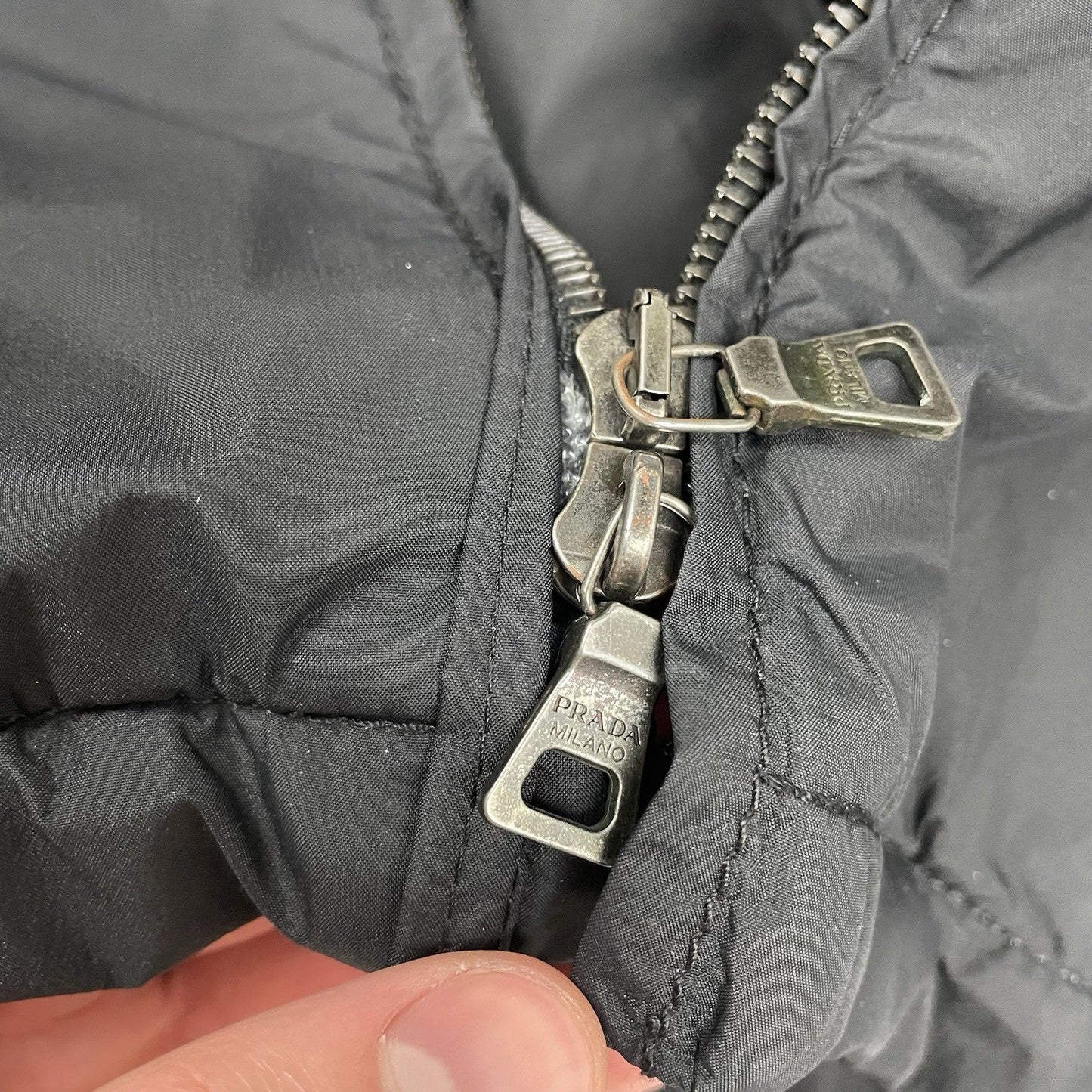 Prada Goretex Jacket Fur Trim, Size Large | O/S, Black