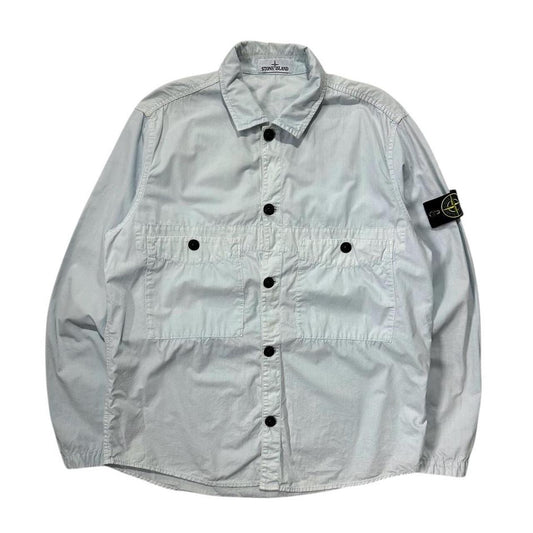 Stone Island Baby Blue Canvas Overshirt