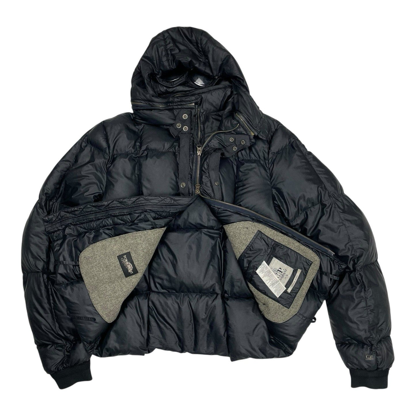 CP Company Down Goggle Puffer Jacket, Size Medium | O/S, Black