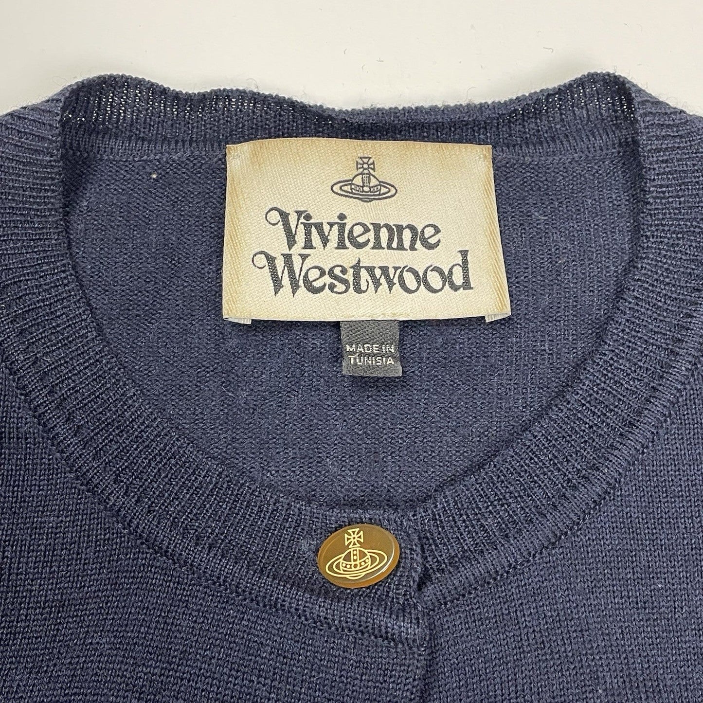 Vivienne Westwood Wool Knit Cardigan, Size Small | O/S, Navy