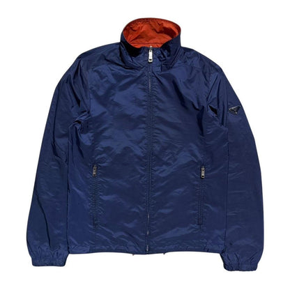 Prada Reversible Nylon Windbreaker Jacket | Small, Navy, Orange